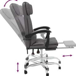 vidaXL Silla de oficina reclinable masaje cuero sintético Gris