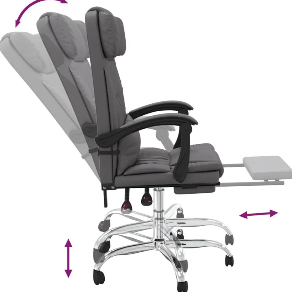 vidaXL Silla de oficina reclinable masaje cuero sintético Gris