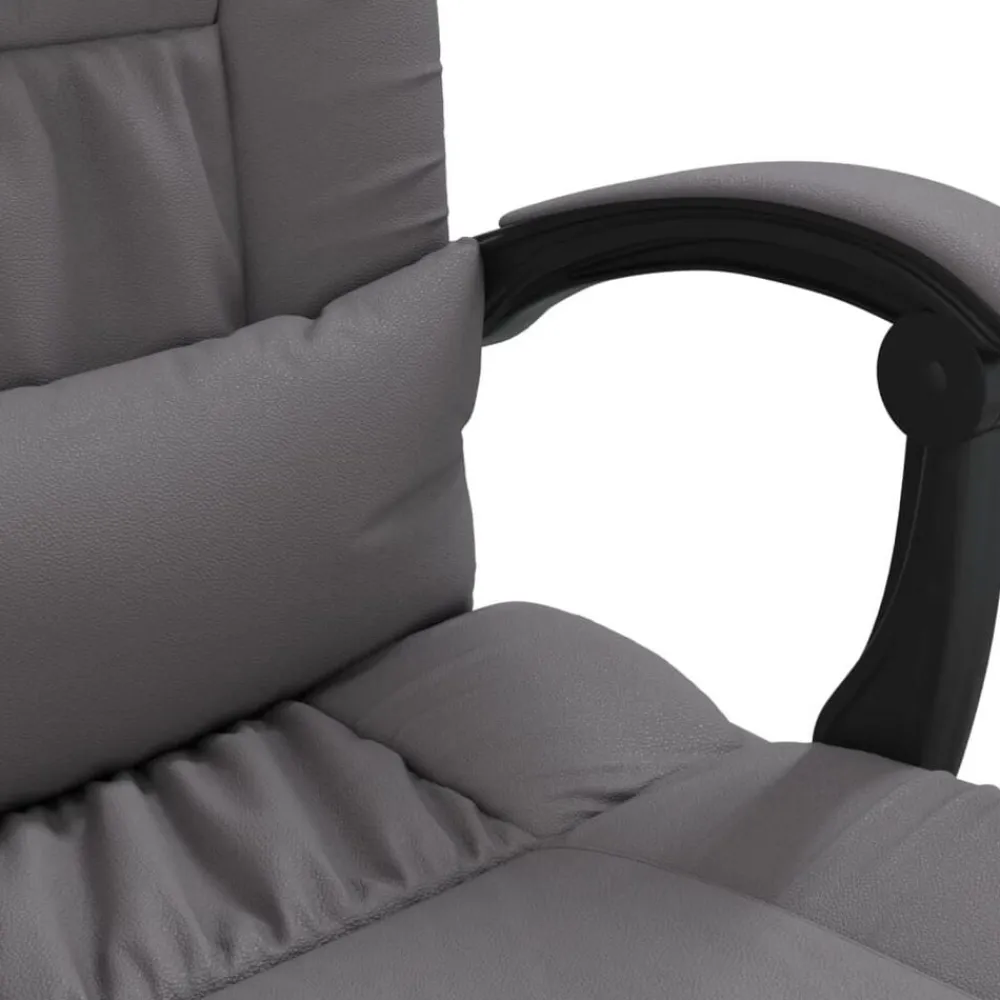 vidaXL Silla de oficina reclinable masaje cuero sintético Gris