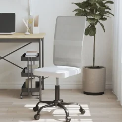 vidaXL Silla de oficina regulable en altura tela de malla blanca Blanco Online
