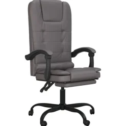 vidaXL Silla de oficina reclinable masaje cuero sintético Gris Outlet