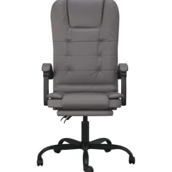 vidaXL Silla de oficina reclinable masaje cuero sintético Gris Outlet