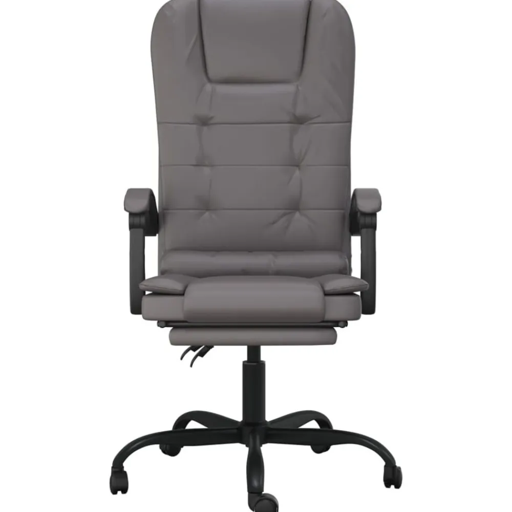 vidaXL Silla de oficina reclinable masaje cuero sintético Gris Outlet