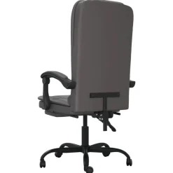 vidaXL Silla de oficina reclinable masaje cuero sintético Gris Outlet