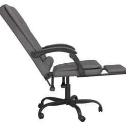 vidaXL Silla de oficina reclinable masaje cuero sintético Gris Outlet