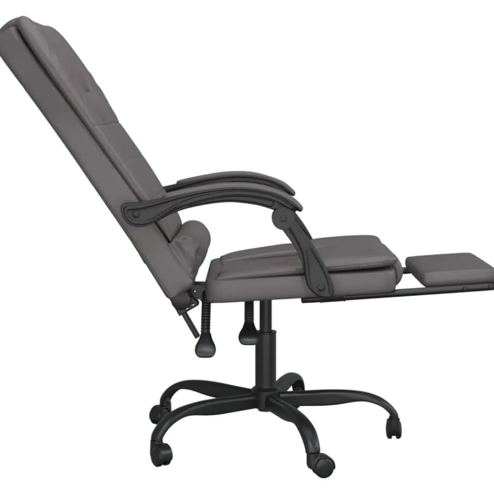 vidaXL Silla de oficina reclinable masaje cuero sintético Gris Outlet