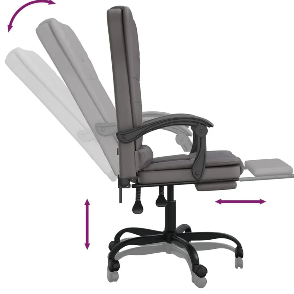 vidaXL Silla de oficina reclinable masaje cuero sintético Gris Outlet