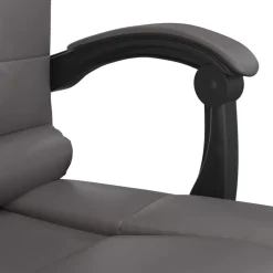 vidaXL Silla de oficina reclinable masaje cuero sintético Gris Outlet