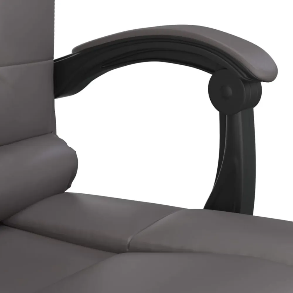 vidaXL Silla de oficina reclinable masaje cuero sintético Gris Outlet