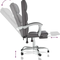 vidaXL Mobiliario De Oficina-Silla de oficina reclinable cuero sintético