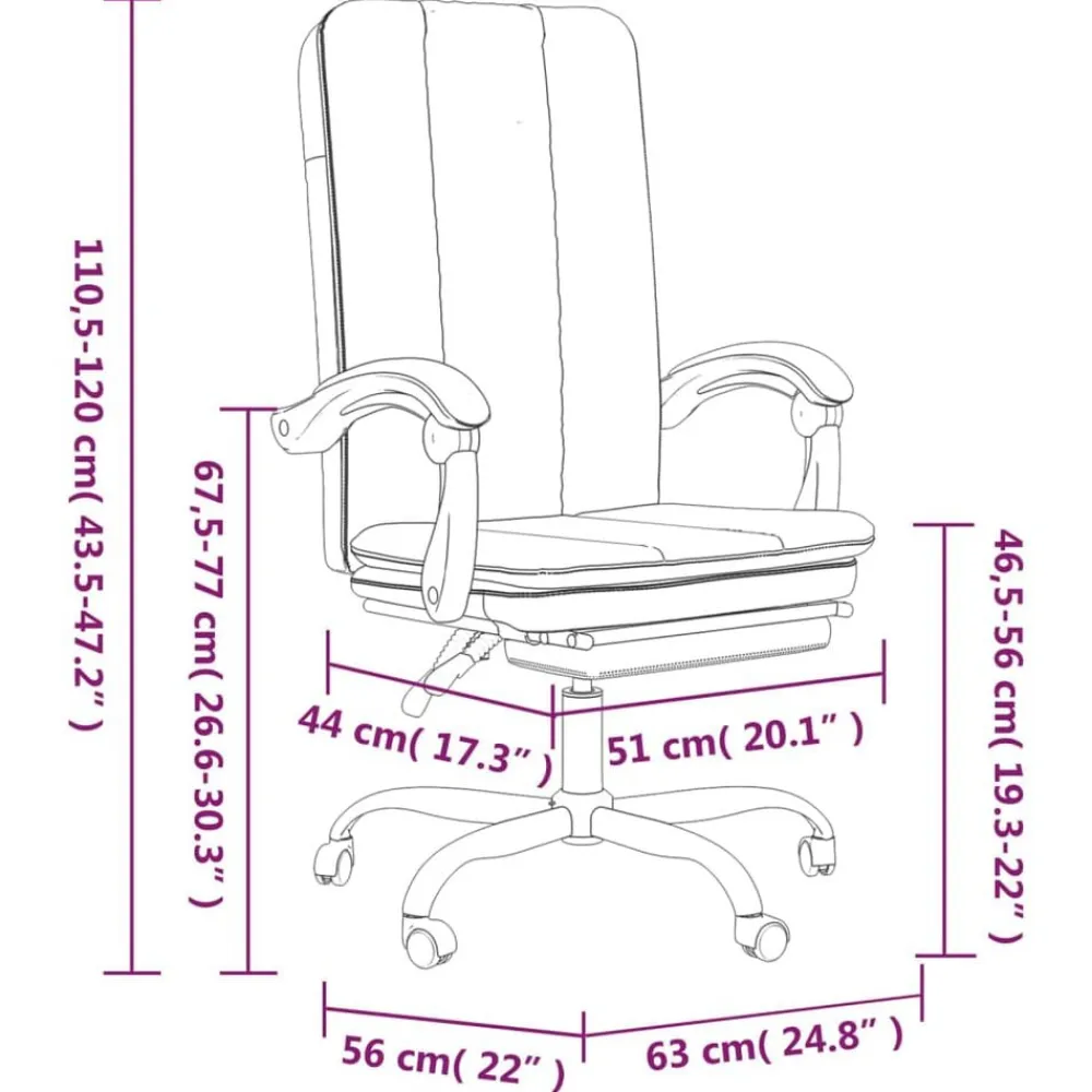 vidaXL Silla de oficina reclinable cuero sintético Gris New