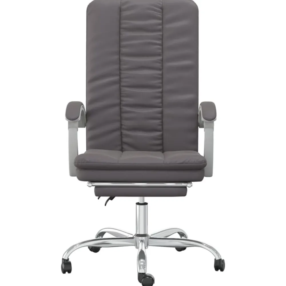 vidaXL Silla de oficina reclinable cuero sintético Gris New