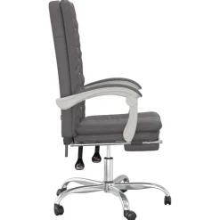 vidaXL Silla de oficina reclinable cuero sintético Gris New