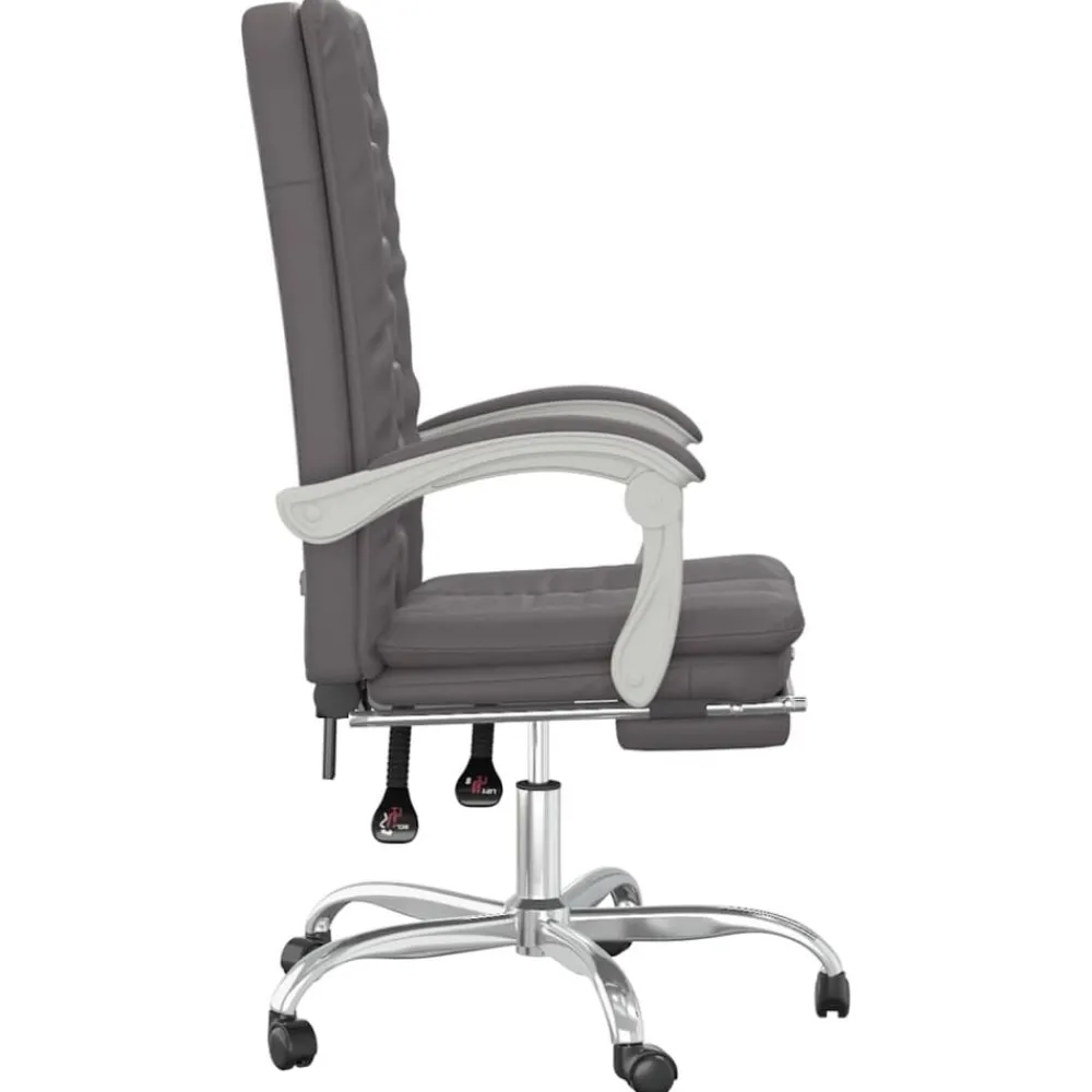 vidaXL Silla de oficina reclinable cuero sintético Gris New