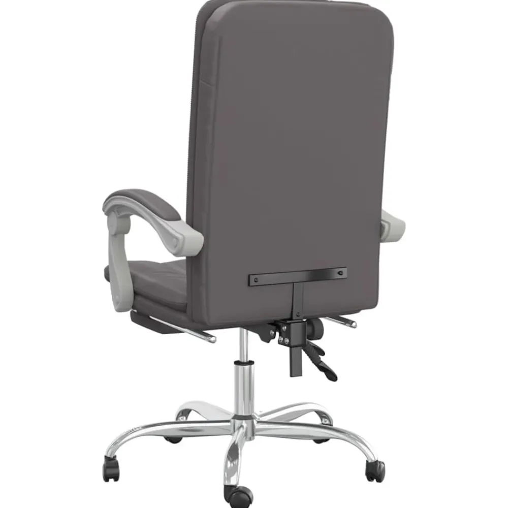 vidaXL Silla de oficina reclinable cuero sintético Gris New