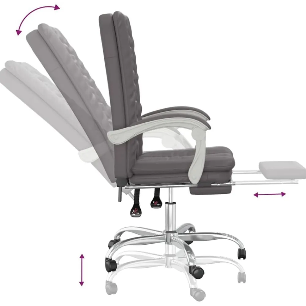 vidaXL Silla de oficina reclinable cuero sintético Gris New