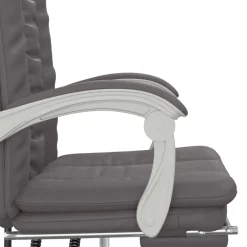 vidaXL Silla de oficina reclinable cuero sintético Gris New