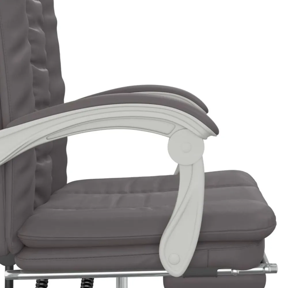 vidaXL Silla de oficina reclinable cuero sintético Gris New