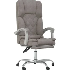 vidaXL Silla de oficina reclinable con masaje tela gris Taupé Sale