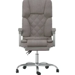 vidaXL Silla de oficina reclinable con masaje tela gris Taupé Sale