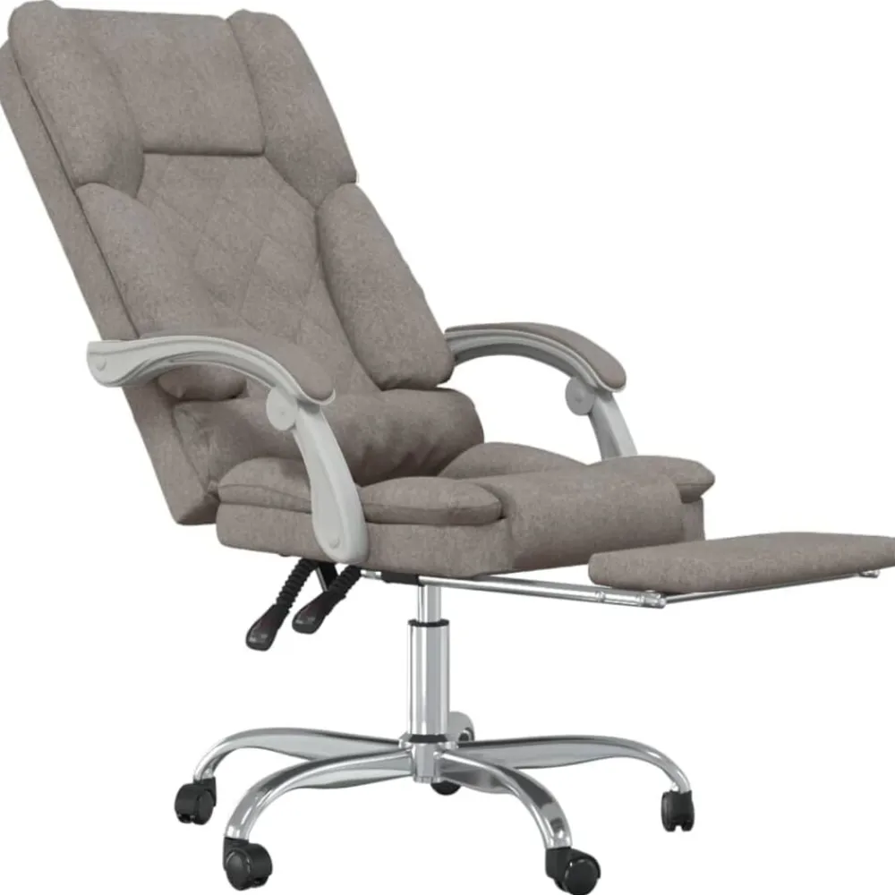 vidaXL Silla de oficina reclinable con masaje tela gris Taupé Sale