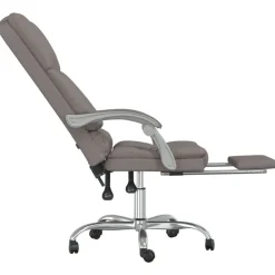 vidaXL Silla de oficina reclinable con masaje tela gris Taupé Sale