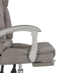 vidaXL Silla de oficina reclinable con masaje tela gris Taupé Sale