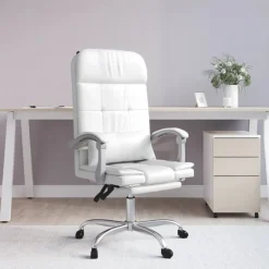vidaXL Mobiliario De Oficina-Silla de oficina reclinable masaje cuero sintético