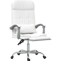 vidaXL Mobiliario De Oficina-Silla de oficina reclinable masaje cuero sintético
