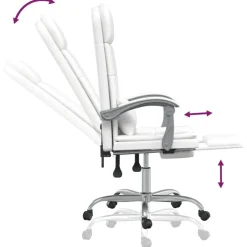 vidaXL Mobiliario De Oficina-Silla de oficina reclinable masaje cuero sintético