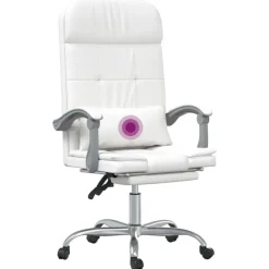vidaXL Mobiliario De Oficina-Silla de oficina reclinable masaje cuero sintético
