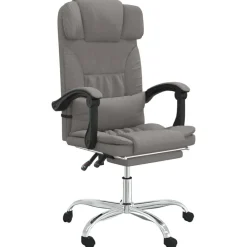 vidaXL Silla de oficina reclinable con masaje tela gris Taupé Best