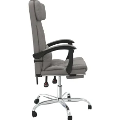 vidaXL Silla de oficina reclinable con masaje tela gris Taupé Best