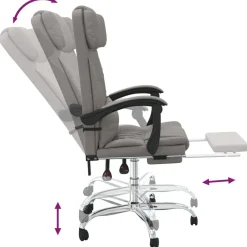 vidaXL Silla de oficina reclinable con masaje tela gris Taupé Best