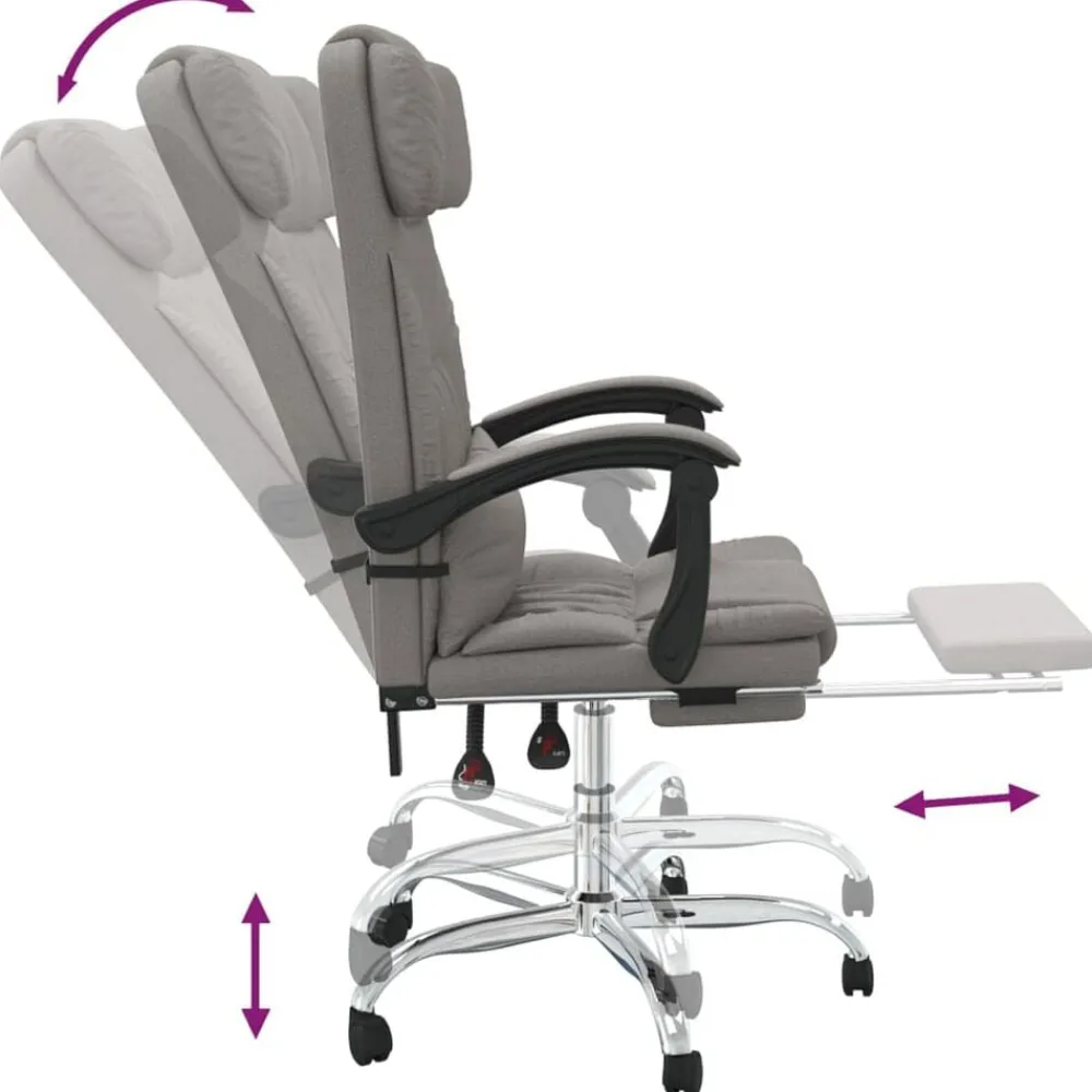 vidaXL Silla de oficina reclinable con masaje tela gris Taupé Best