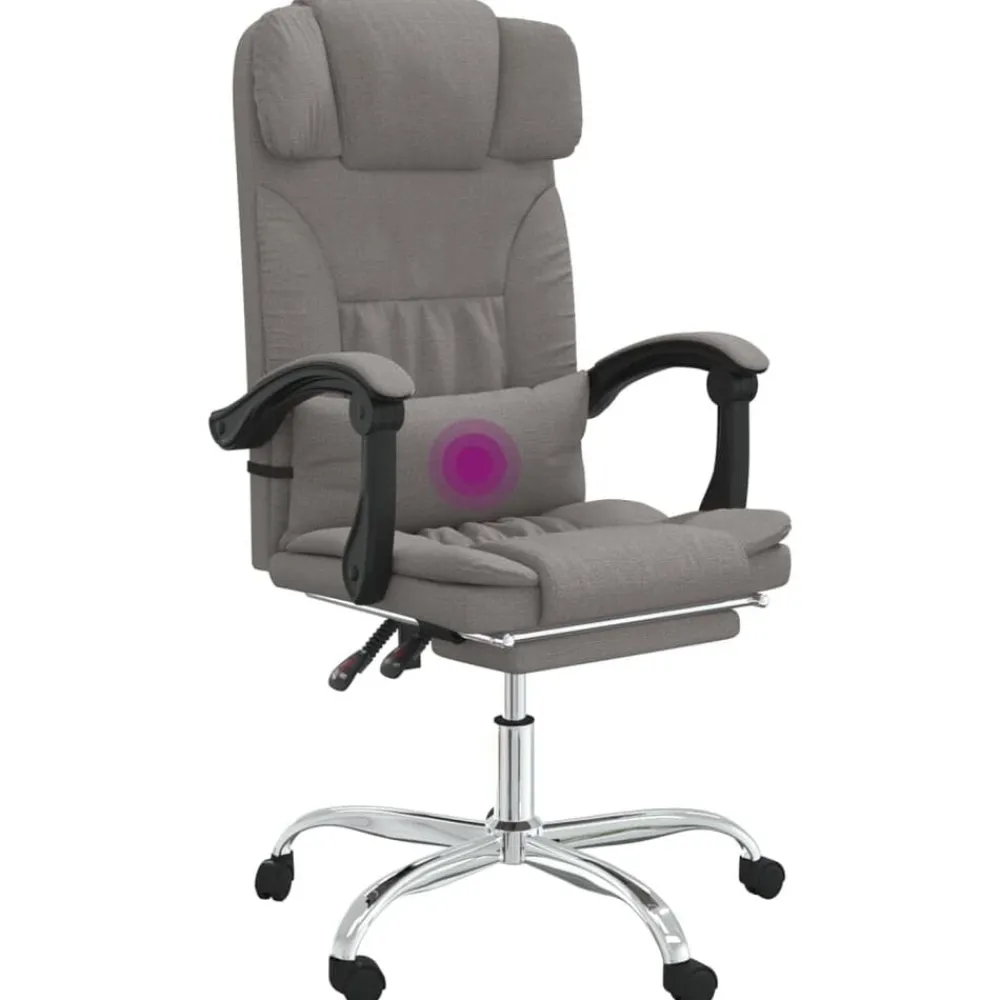 vidaXL Silla de oficina reclinable con masaje tela gris Taupé Best