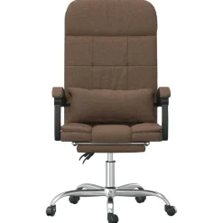 vidaXL Mobiliario De Oficina-Silla de oficina reclinable con masaje de tela marrón