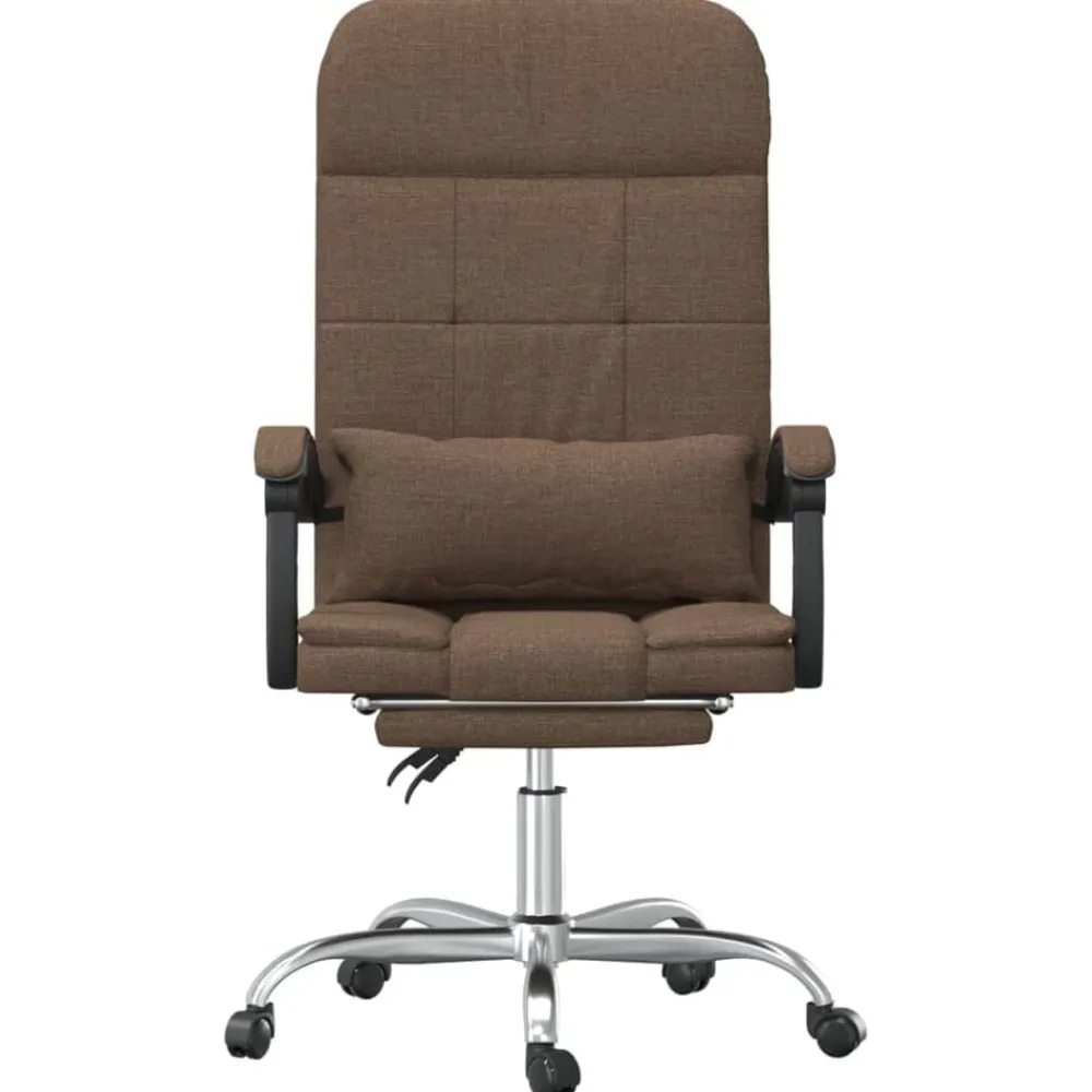 vidaXL Mobiliario De Oficina-Silla de oficina reclinable con masaje de tela marrón
