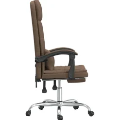 vidaXL Mobiliario De Oficina-Silla de oficina reclinable con masaje de tela marrón
