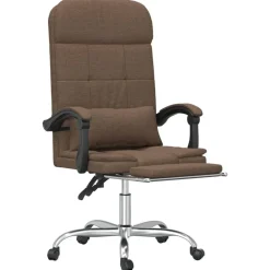 vidaXL Mobiliario De Oficina-Silla de oficina reclinable con masaje de tela marrón