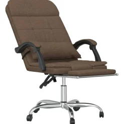 vidaXL Mobiliario De Oficina-Silla de oficina reclinable con masaje de tela marrón