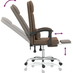 vidaXL Mobiliario De Oficina-Silla de oficina reclinable con masaje de tela marrón