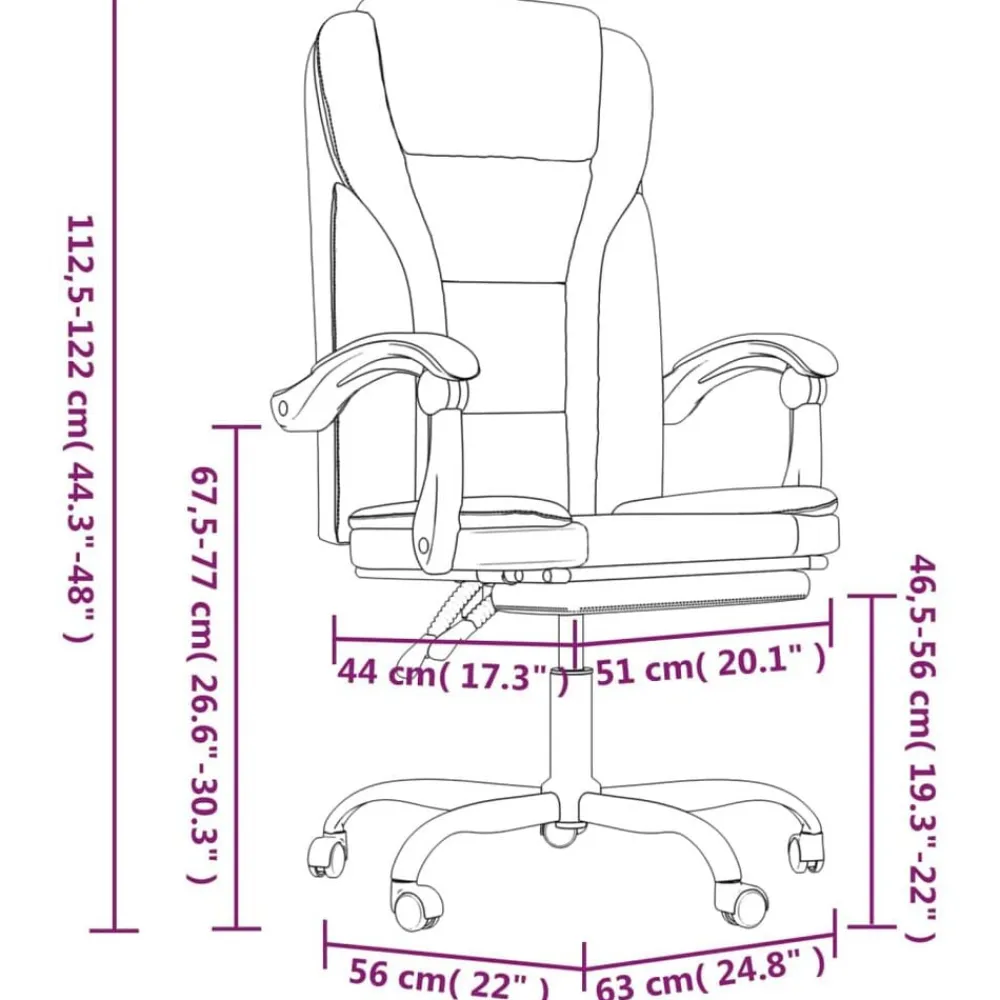 vidaXL Mobiliario De Oficina-Silla de oficina reclinable cuero sintético