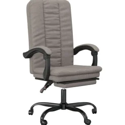 vidaXL Silla de oficina reclinable de tela gris Taupé Sale