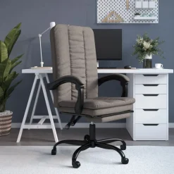 vidaXL Silla de oficina reclinable de tela gris Taupé Sale