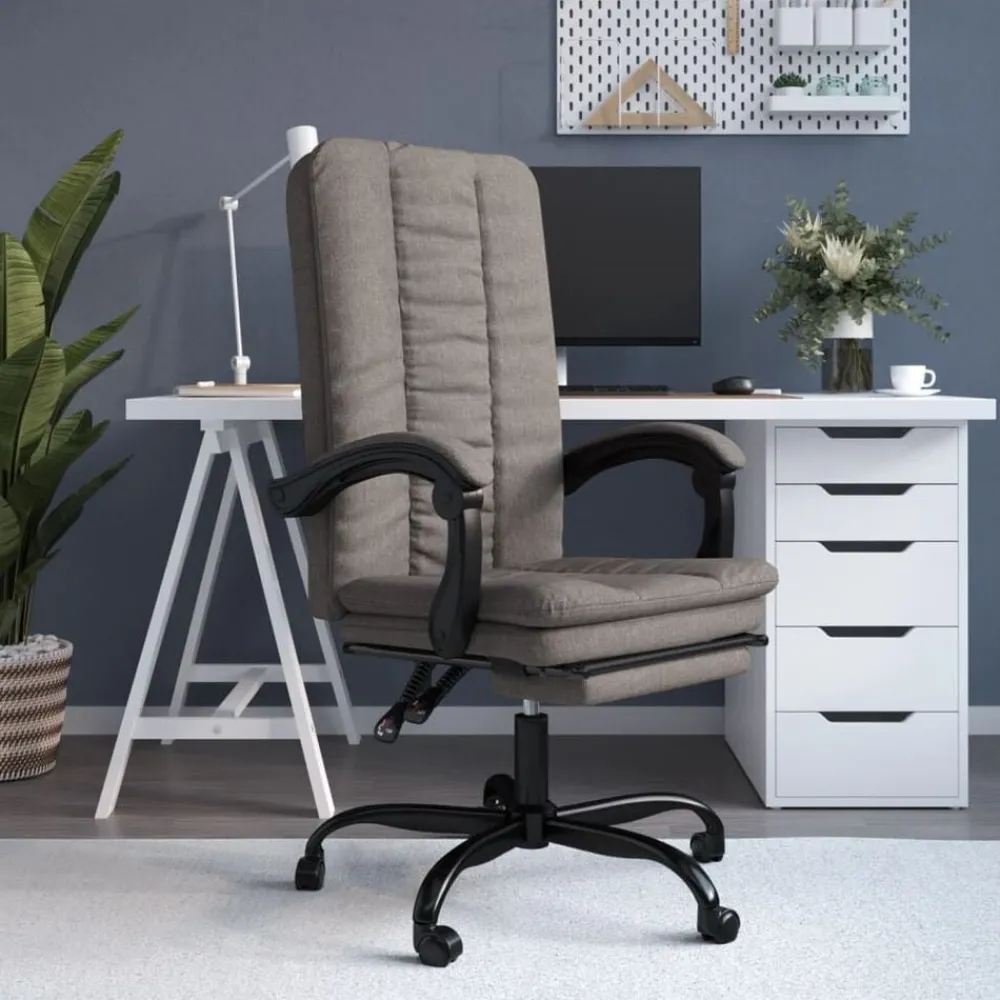 vidaXL Silla de oficina reclinable de tela gris Taupé Sale