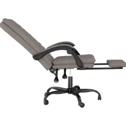 vidaXL Silla de oficina reclinable de tela gris Taupé Sale