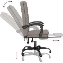 vidaXL Silla de oficina reclinable de tela gris Taupé Sale