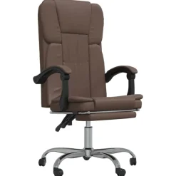 vidaXL Silla de oficina reclinable cuero sintético marrón Marrón