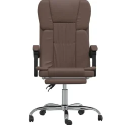 vidaXL Silla de oficina reclinable cuero sintético marrón Marr&oacute;n